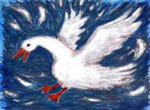 Die Weihnachtsgans Auguste mit Saxophon