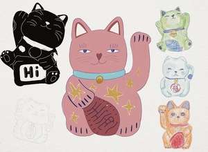 Maneki-Neko – Japanische Glückskatzen im Anime Style