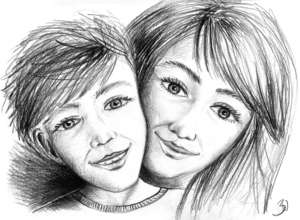 Kinder mit Eltern - Portraitzeichnen