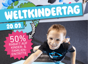 Weltkindertag in München: Bouldern mit Kindern zum halb
